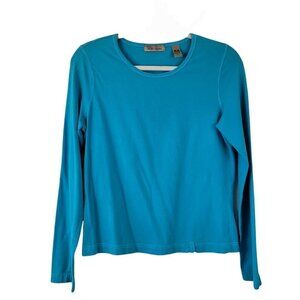 i.e. Sz Medium Relaxed T-Shirt Blue Women's Long Sleeve Casual Comfort Everyday
